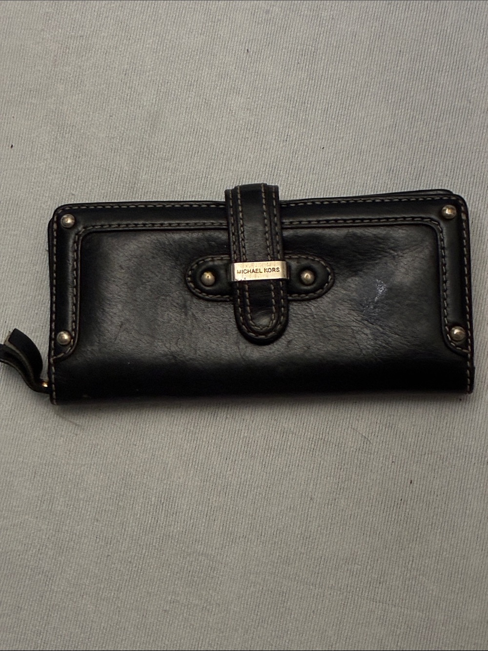 Michael Kors Black Leather Wallet with Gold Hardware